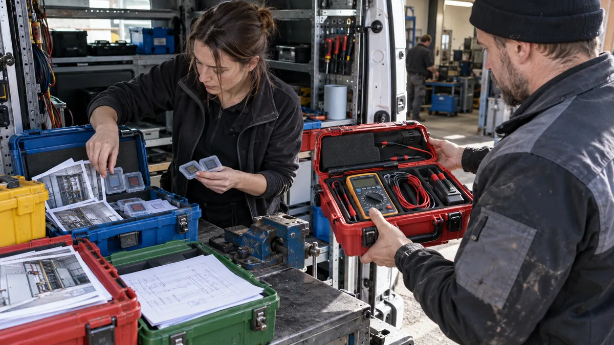 Revizní technik třídí rozpracované revizní zprávy podle chybějících podkladů, odborné kontroly a připravenosti k předání.